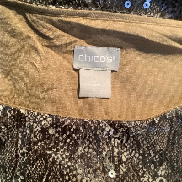 Chicos Python Print Sequin Top NWT - Picture 2 of 3